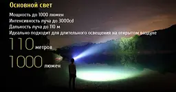 Ліхтар налобний Nitecore HC65 1000LM + Батарея 3400 mAh (оригінал) ліхтарик - мініатюра 4