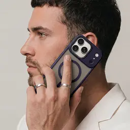 Чехол для Apple iPhone 17 Pro, Uniq MagCase, синий, противоударный, панель-накладка с MagSafe, ударопрочный TPU+PC, с магнитом MagSafe, поддержка полноценной беспроводной зарядки, ArmorStandart (ARM86267) - мініатюра 5