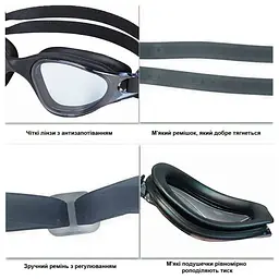 Окуляри для плавання Quest Swimming NE-PL-800-G сірі - мініатюра 2
