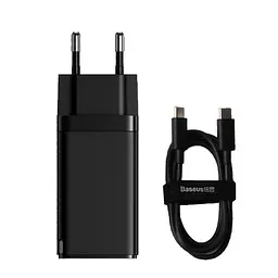 Зарядний пристрій Baseus 65 W GaN2 Pro (CCGAN2P-B01) + кабель 100 W USB Type C чорні