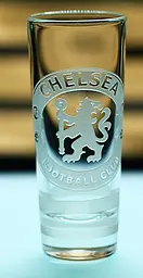 Скляна чарка 60мл ФК Челси Chelsea з гравіюванням подарунок для фаната футбольна стопка