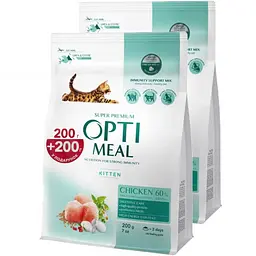 Сухий корм для кошенят Optimeal Chicken з куркою 400 г (2 пак. x 200 г) (B1863001)