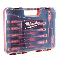 Набор отверток изолированных VDE MILWAUKEE, (SL/PH/PZ/T+тестер/кейс), (12шт)