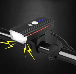 Велосипедний ліхтар та велодзвінок HJ-062 датчик світла + виносна кнопка + microUSB + 4 режими / 3 режими - мініатюра 6