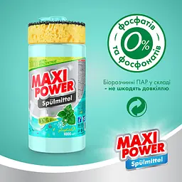 Засіб для миття посуду Maxi Power Ментол з губкою, 1 л - мініатюра 5