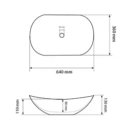 Умивальник VBI Turate накладний 64x36 см black white VBI-017501 - мініатюра 4