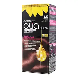 Стійка крем-фарба для волосся Garnier Olia Glow без аміаку відтінок 6.12 (сяючий світло-каштановий) 112 мл - мініатюра 2