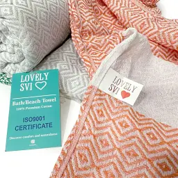 Турецькі пляжні рушники Lovely Svi - Пештемаль - XХL (100х180 см) - бавовна - Кораловий (5042023) - мініатюра 2