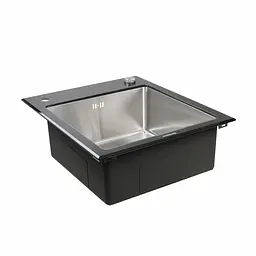 Кухонна скляна мийка Germece Handmade Black Glass (600x510x200), Чорний - мініатюра 3