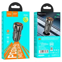 АЗП Hoco Z46A Blue whale PD20W + QC3.0 car charger Metal Gray - мініатюра 3