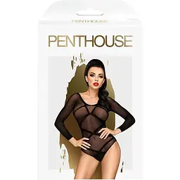 Боді Penthouse High On Love XL Black, глибокий виріз на спині, імітація стреп - мініатюра 3