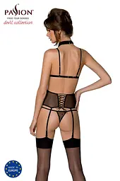 Корсет з відкритими грудьми Passion DOMINICA CORSet L/XL black пажі для панчіх стрінги - мініатюра 2