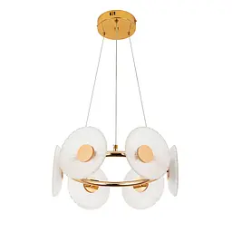 Підвісна LED-люстра 8036103-6LED (450) FGD, золота, Ø42 см, скляні плафони 175 мм, три режими світла