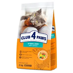 Сухий корм з лососем для дорослих стерилізованих котів Club 4 Paws Premium 2 кг