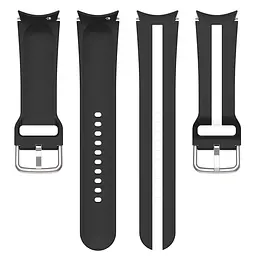 Ремінець для Samsung Galaxy Watch 6 40mm 6 44mm - чорно-білий ширина кріплення 20мм силікон Watchbands D2 (W16-9WB84122939) - мініатюра 5