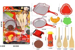 Ігровий набір кухонного начиння Kitchen з продуктами та дерев'яними лопатками (138-19)