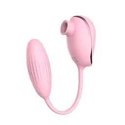 Вакуумний стимулятор клітора з віброяйцем High End Suction Love Egg Pink