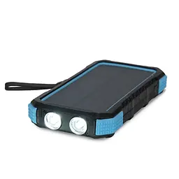 Повербанк з сонячною панеллю 20000mAh Power Bank Kraft TPB-1820SLP Blue бездротова зарядка 18W QC2.0 LED-ліхтар (43-00043)