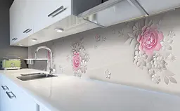 Кухонний фартух Паперові квіти ПВХ 60х250 см вініловий самоклеючий Абстракція Бежевий Happy Pocket Z182513 - мініатюра 5