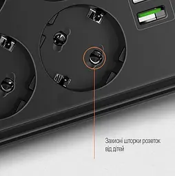 Мережевий фільтр ColorWay CW-CHE64B, 6 розеток/4USB Black (CW-CHE64B) - мініатюра 8