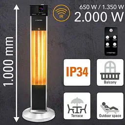 Обігрівач інфрачервоний Trotec IRS 2000 E 2000 W Silver/Black (1410003920) - мініатюра 9