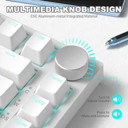 Ігрова механічна клавіатура Ajazz Ak820 / Дротове підключення / Blue Switch / White - мініатюра 4