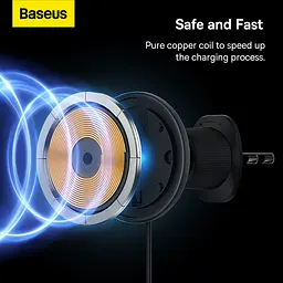 Автотримач для телефона з БЗП Baseus CW01 Magnetic Wireless Charging Car Mount Air Vent Version 15W Cluster Black (C40141001111-00) - мініатюра 7