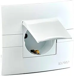 Розетка внутрішня із заземленням і кришкою Mono Electric, ECO біла