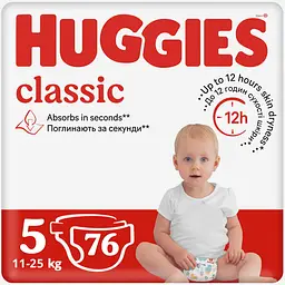 Подгузники Huggies Classic J-Pack 5 (11-25 кг), 76 шт.