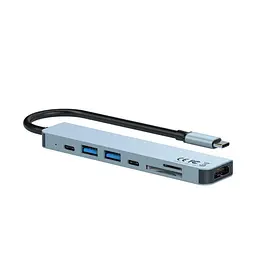 Концентратор XO HUB008 7 in 1 Black - мініатюра 2