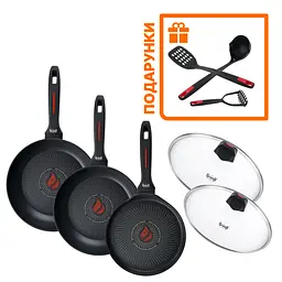 Набір зі сковорідок Smart Fry 26 см, 28 см та сковорідка для млинців 24 см + ополоник, лопатка та картоплемялка - мініатюра 10