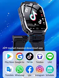 Дитячий смарт годинник Lemfo D34 на Android OS з поворотно-знімним корпусом, GPS трекером, 4G SIM-картою, відеодзвінками, 16GB пам’яті, TikTok, YouTube, Instagram, WhatsApp, прослушкою та SOS Чорний - мініатюра 3