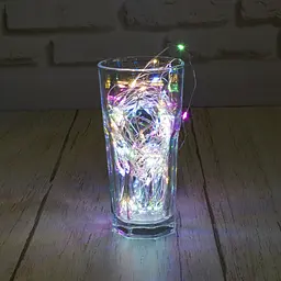 Гірлянда-нитка на батарейках 10 м 100 LED, кольорова, мідний дріт Роса, декоративна світлодіодна - мініатюра 4