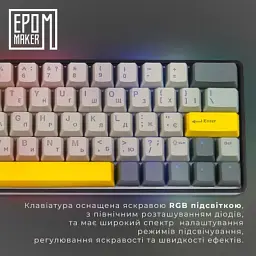 Клавіатура Epomaker EP64 60 Mulan Switch Hot-Swap RGB Wireless/Bluetooth/USB UA Black (EP64-B-M) - мініатюра 7