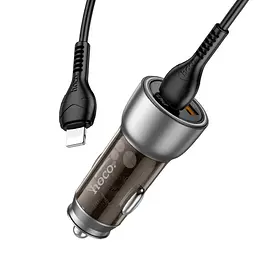 Адаптер автомобільний HOCO Type-C Lightning cable Sprinter dual port car charger NZ8 1USB/1Type-C, QC/PD,