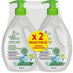 Гель для миття дитячого посуду та іграшок Eco Control 1.4 л (2 пляшки по 700 мл)
