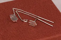 Сережки гвоздики Xuping Jewelry підвіски герб трезуб 6.5 см сріблясті - мініатюра 3