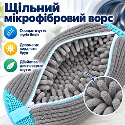 Мішок для прання взуття для пральної машини, багаторазовий, зі щільним мікрофібровим ворсом, 39×19 см KT9003903 - мініатюра 4