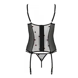 Корсет із підв'язками + стрінги Passion LOVELIA CORSet black L/XL - мініатюра 5