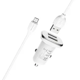 Автомобільний зарядний пристрій BOROFONE BZ12 Lasting 2USB/2.4A+ Cable Micro білий - мініатюра 4