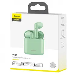 Бездротові навушники TWS Baseus W09 NGW09-06 Green - мініатюра 5