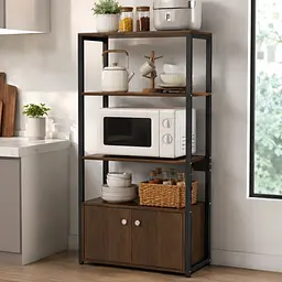 Сучасний стелаж для зберігання YM166 50×30×120 см - металево-дерев’яна полиця-органайзер для кухні, дому, офісу та побутових речей - мініатюра 2