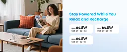 Мережевий зарядний пристрій Anker Charger - 70W, 3xUSB-C PD 3.0 & 1xUSB-A Black (7263069) - мініатюра 6