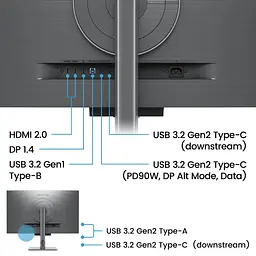 Монітор TFT 31.5 BenQ RD320U, 4K, IPS, 2хHDMI, DP, USB-C, USB-hub, HAS, Pivot, кільк., сірий - мініатюра 8