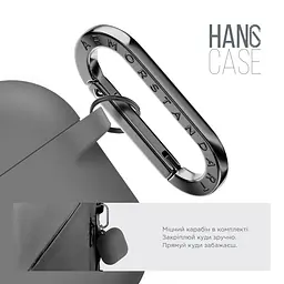 Силіконовий чохол для навушників Apple AirPods 3, Hang Case, сірий, ультратонкий захисний кейс товщиною 2 мм, захист від подряпин, пилу та ударів, компактний, з карабіном для кріплення, ArmorStandart (ARM60306) - мініатюра 4