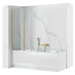 Шторка для ванни Rea Agat-2 100 brushed gold складана REA-K9777, Універсальна, прозорий, золотий