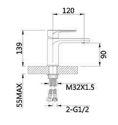 Змішувач для раковини Qtap Jay, Chrome/White (k35) QTJAY270CRW45551 - мініатюра 4