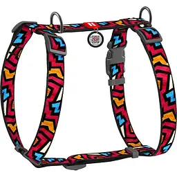 Шлея для собак анатомічна Waudog Nylon Графіті, S, різнобарвля (5607)