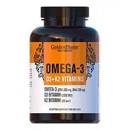 Омега-3 + Вітамін D3 + K2 Golden Pharm 1000 мг 90 капсул