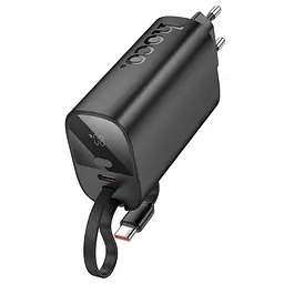 Мережевий зарядний пристрій Hoco J148 з вбудованим Power Bank 5000mAh PD 20W + кабель Type-C чорний - мініатюра 4